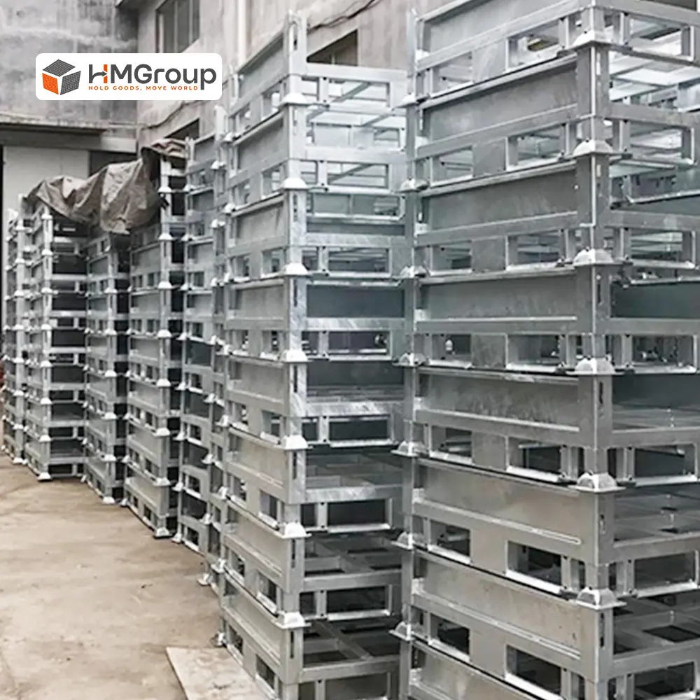 Collapsible metal pallet stillage cage