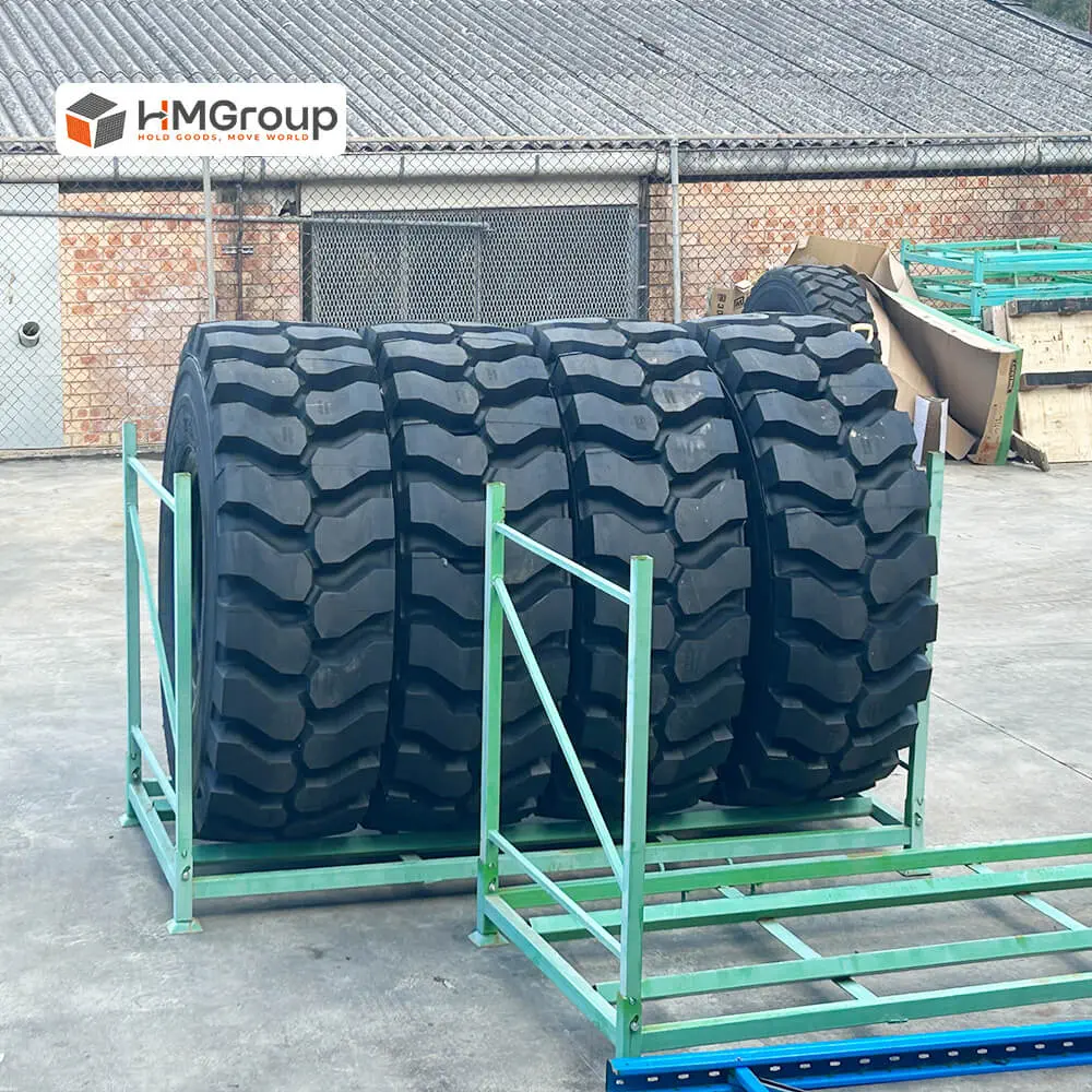 metal foldable warehouse tire storage rack